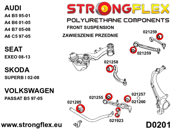 Front suspension and ream beam bush kit SPORT