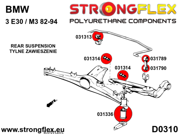 Rear suspension bush kit SPORT