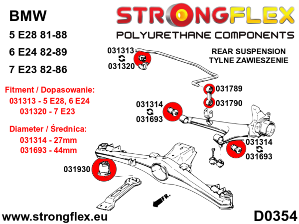 Rear suspension bush kit SPORT