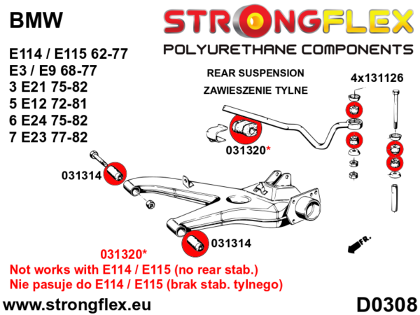 Rear suspension bush kit SPORT