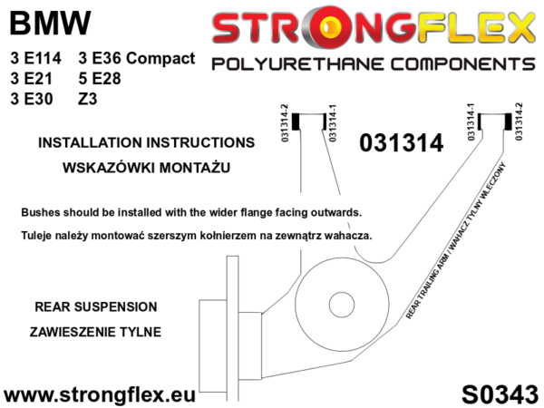 Rear suspension bush kit SPORT