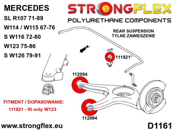 Rear suspension bush kit SPORT