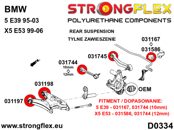 Rear suspension bush kit SPORT