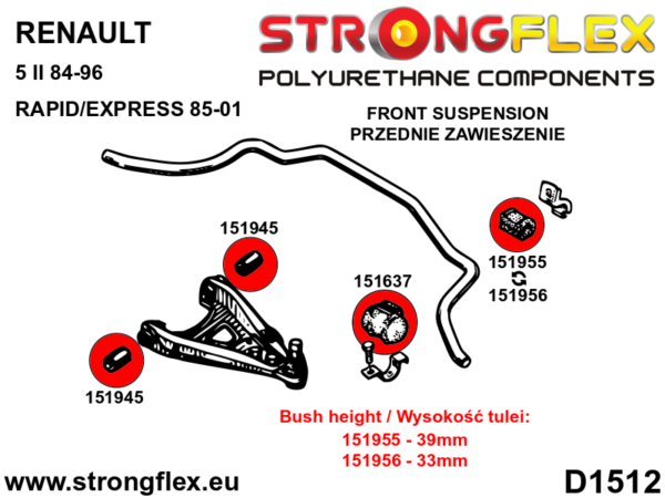 STRONGFLEX Front anti roll bar bush SPORT 151955A (2)