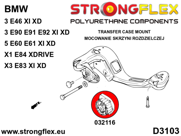 Transfer case bushing insert