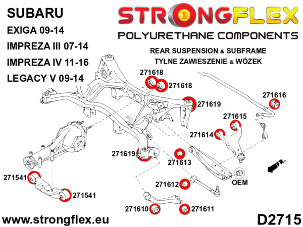 Rear subframe bush kit