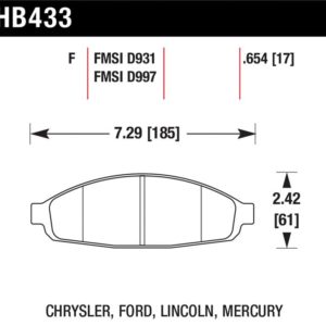 HB433F.654: HAWK HPS Brake Pad Sets