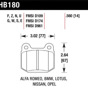 HB180S.560: HAWK HT-10 Brake Pad Sets