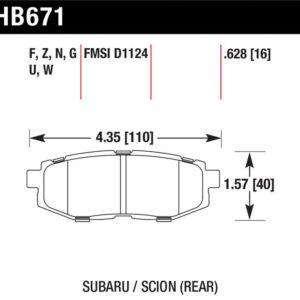 HB671G.628: HAWK DTC-60 Brake Pad Sets