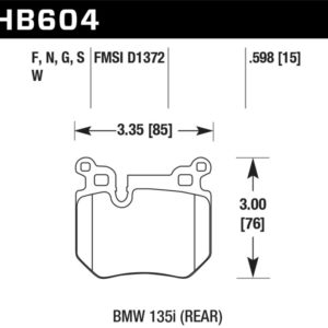 HB604B.598: HAWK HPS 5.0 Brake Pad Sets