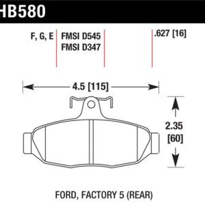 HB580F.627: HAWK HPS Brake Pad Sets