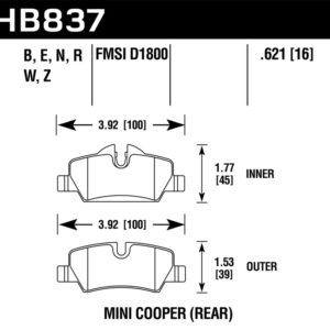 HB837B.621: HAWK HPS 5.0 Brake Pad Sets