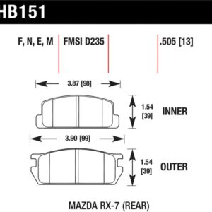 HB151E.505: HAWK Blue 9012 Brake Pad Sets