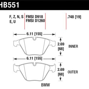HB551B.748: HAWK HPS 5.0 Brake Pad Sets
