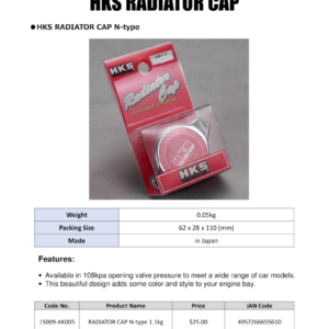 hks15009-AK005: HKS Radiator Caps