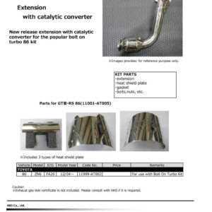 hks11999-AT002: HKS Extension Pipes