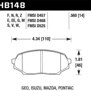 hawkHB148B.560: HAWK HPS 5.0 Brake Pad Sets